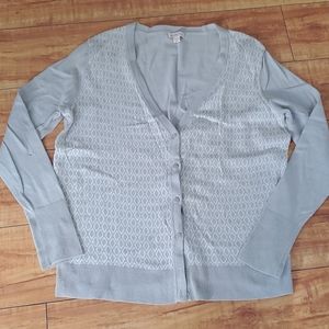 Merona Light Grey Patterned Plus Size Cardigan